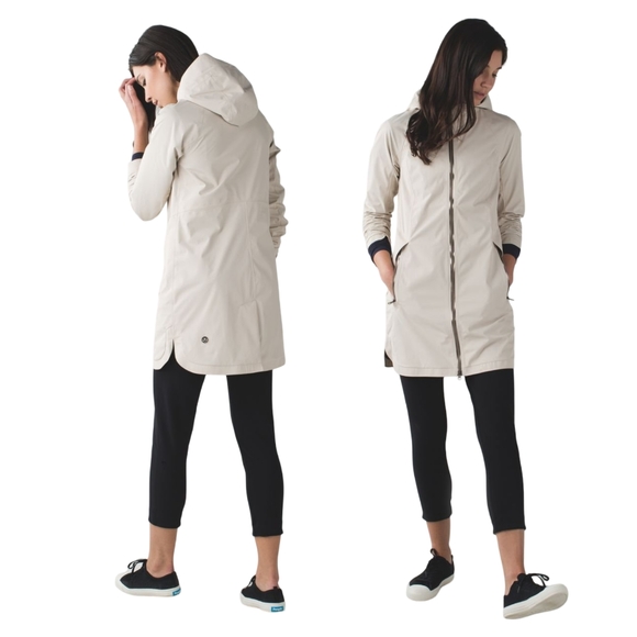 lululemon athletica Jackets & Blazers - Lululemon Definitely Raining Jacket Women's 8 Cashew Beige Stretch Glyde W4H12S